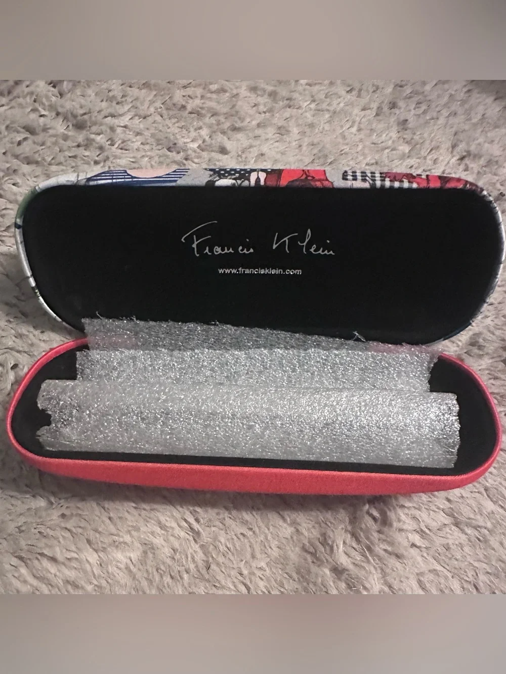 Francis Klein Paris Hard Eyeglass Case Retro Pinup Rockabilly Women Red